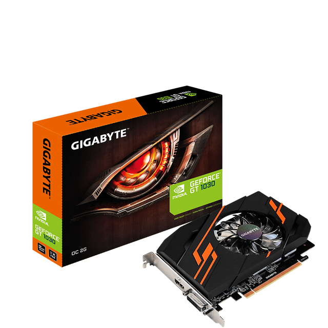 Used GIGABYTE GeForce GT 1030 OC 2GL Integrated with 2GB DDR5 64bit Memory Graphics Card Support 4K 60Hz