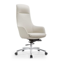 Chaise de bureau ergonomique à dossier haut, pivotante et réglable, en cuir véritable blanc, design moderne pour la maison, le bureau ou l'hôpital