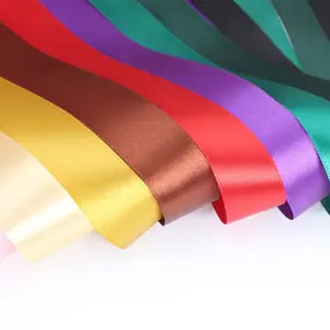 Custom 50mm Red Green Black Color Polyester Silk Satin Ribbon