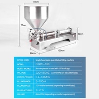 Machine de remplissage et de dosage pneumatique semi-automatique à tête unique pour liquides, miel, pâtes, sauces et crèmes, de 10 à 100 ml