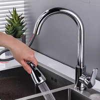 Robinet de cuisine moderne en acier inoxydable avec douchette extractible, mitigeur monotrou à poignée unique, pour évier à montage sur plan