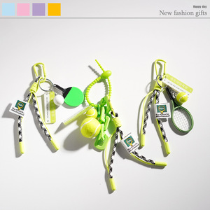 Llaveros deportivos 3D tejidos con raqueta de tenis verde y pelota, accesorios para llaves de coche, colgante de cuerda trenzada para bolso, cordón decorativo seguro - Product Image 6