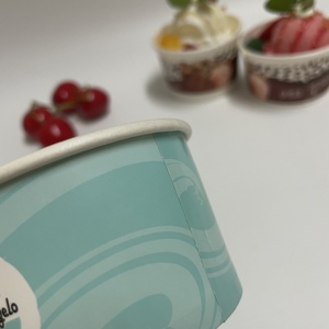 <strong>SP2129</strong> Custom Print Takeaway Single Wall Paper Cup Ice Cream Paper Cup Yogurt Bowl with Plastic Lid - Product Image 4