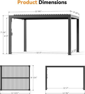 Pergola extérieure moderne personnalisée, auvent Aurora à lames orientables, 10'x12' avec port <span class=keywords><strong>de</strong></span> charge USB pour terrasse - Product Image 2
