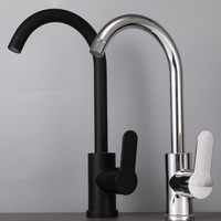 Robinet de cuisine classique en acier inoxydable à poignée unique, mitigeur eau chaude et froide, installation monotrou