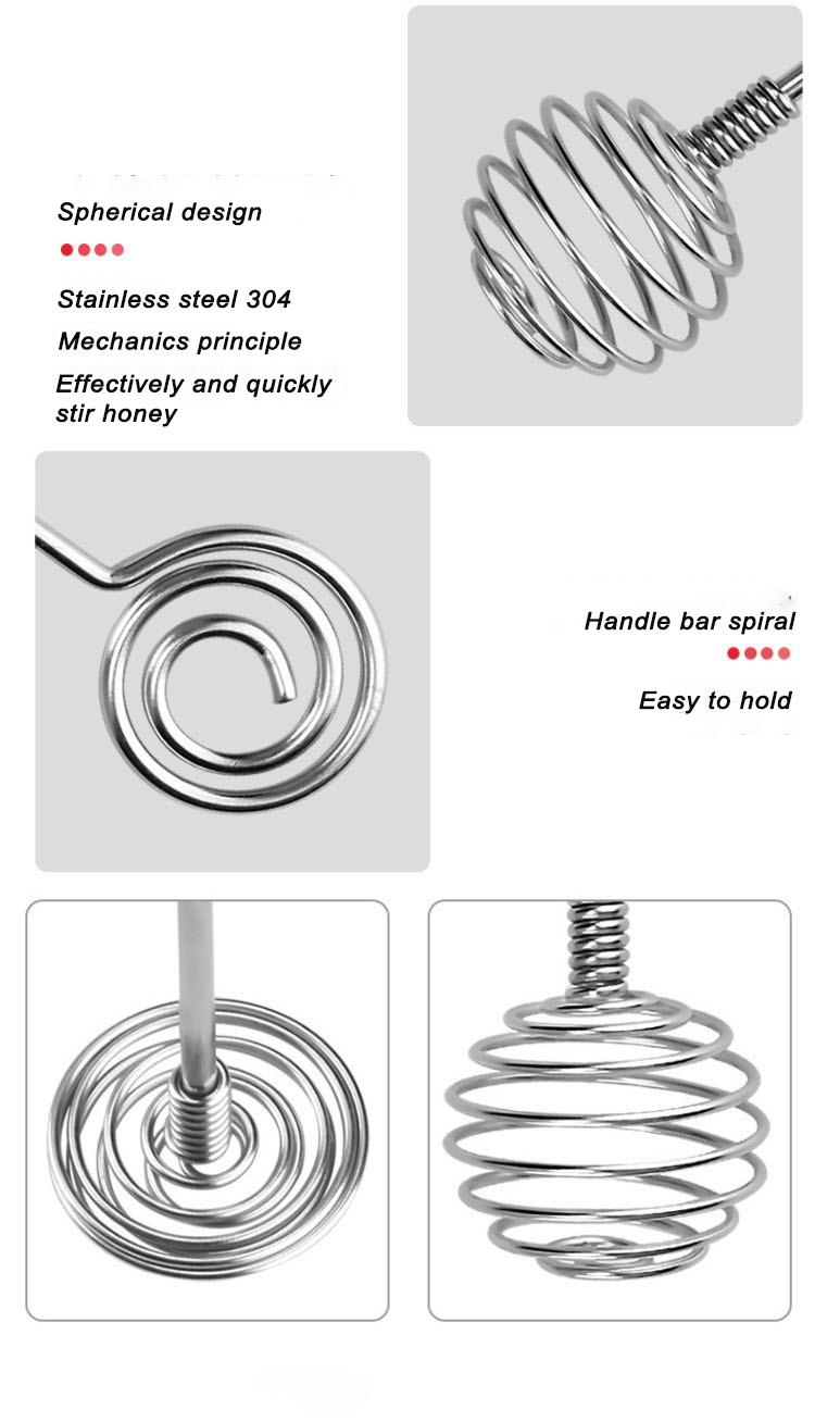 Food Grade Stainless Steel Honey Dipper With Unique Spiral Design Honey Spoon Stick
