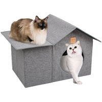 Nichoir pliable pour chat d'extérieur, résistant au vent et à la pluie, abri chaud pour l'hiver avec coussin doux amovible pour petits animaux et chats errants
