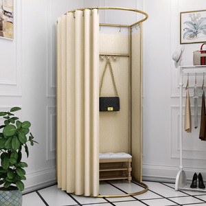 Phòng thử đồ di động khung vàng tháo rời, phòng thay đồ tròn nhiều màu sắc trong nhà và ngoài trời, thiết bị trưng bày quần áo cửa hàng - Product Image 2