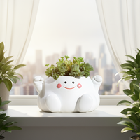 Petits pots à fleurs en résine blanche de 4 pouces, écologiques, légers, avec drainage, modernes, pour la décoration de la maison et du bureau, bon emballage