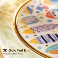 Soutien-plat en céramique suspendu avec poignée, motif poisson océanique 3D en feuille d'or, résistant à la chaleur, antidérapant en EVA, pour cuisine, souvenir, cadeau
