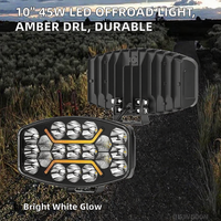 BONSEN Phare de travail LED tout-terrain robuste 10 pouces 45W 9-80V CC, blanc froid, faisceau combiné position/DRL pour camion et SUV