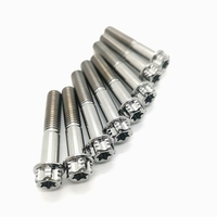 Vis de vélo en titane classe 8.8, à tête fraisée hexagonale Torx, finition naturelle, M3-M12