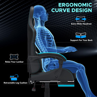 Chaise de jeu ergonomique en cuir avec livraison gratuite, lumières LED RGB, haut-parleurs Bluetooth, repose-pieds, inclinable et pliable