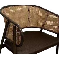 Chaise de salle à manger ergonomique, siège rembourré en cuir PU, dossier tissé, pieds en métal, style antique traditionnel pour la maison et l'hôtel