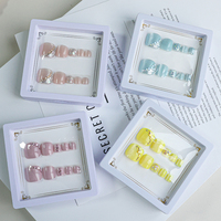Faux ongles carrés œil de chat en cristal, 24 pièces, personnalisables, réutilisables, épais, pour les orteils et les doigts, à presser, pour nail art, vente en gros