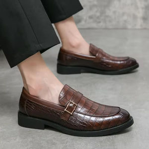 Chaussures Oxford à enfiler pour homme en cuir véritable, faites à la main, pour le bureau et la carrière, imperméables, respirantes, avec soutien de la voûte plantaire, noir et marron - Product Image 6
