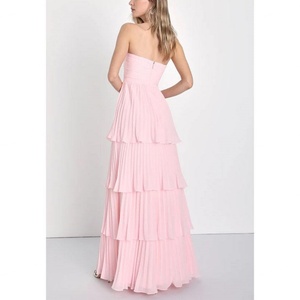 Robe de bal élégante personnalisée en satin pour femme, style décontracté d'été, épaules dénudées, sans manches, taille naturelle - Product Image 2