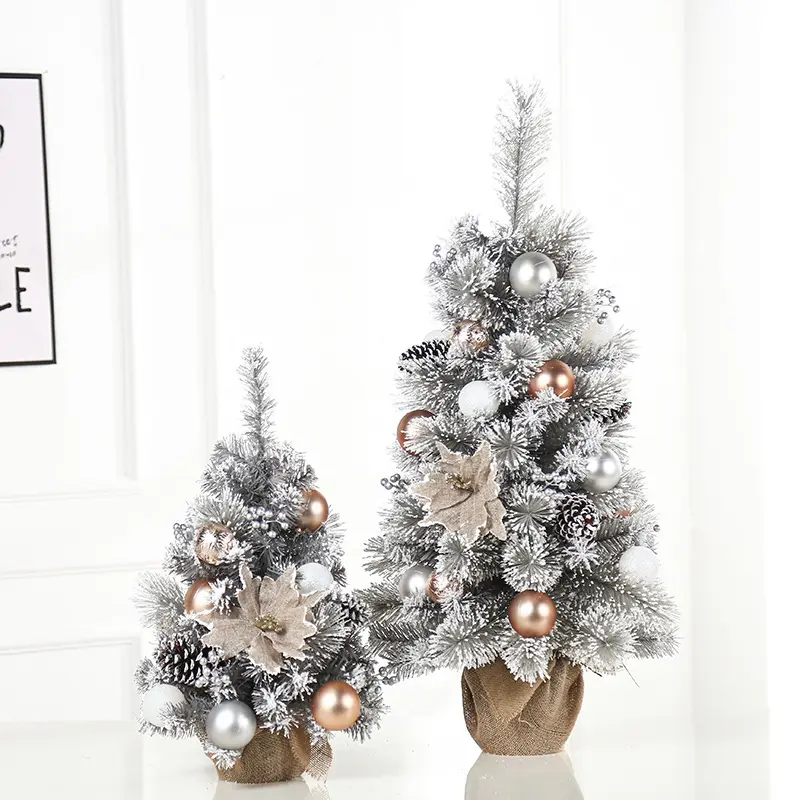 Desktop Christmas Tree Home Holiday Decorations Christmas Party Supplies Brand New Mini Silver Artificial Christmas Tree