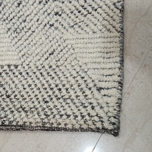 Ivory & Charcoal Geometric Hand Knotted Rug. Sample 3×5 ft $200 - Product Image 5