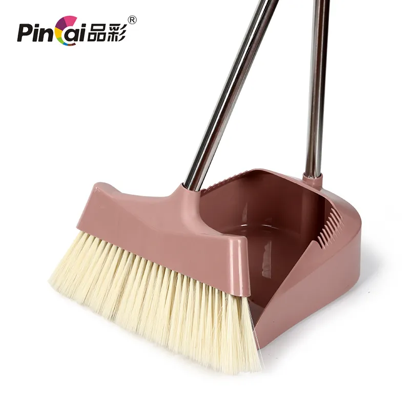 China factory wholesale cleaning products long handle plastic broom and dustpan set