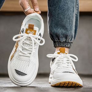 Chaussures décontractées et sportives pour hommes, nouvelle collection hiver 2025, à lacets, en maille respirante, tendance, bleu marine, semelle souple, noires, pour la marche - Product Image 3