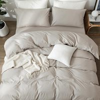Im Angebot Cremegrau Baumwolle Bettwäsche Bett bezug Set enthalten 1 Bett bezug 2 Kissen bezüge weich atmungsaktiv für alle Jahreszeiten