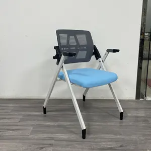 现代办公学校家具铝钢金属腿椅带写字板黑色PP塑料训练椅
