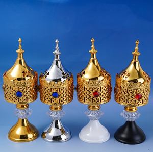 Four d'aromathérapie d'art en fer creux doré transfrontalier avec perceuse four à encens de bureau de décoration intérieure arabe du Moyen-Orient - Product Image 3