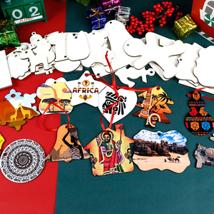 Ornements de Noël suspendus en MDF de style africain, 3 pouces, renne, flocon de neige, bonhomme de neige, ornements de Noël en bois MDF de 3 mm - Product Image 1