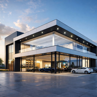 Edificio Moderno Prefabricado de Estructura de Acero para Taller Comercial, Almacén, Supermercado, Taller Mecánico, Oficinas y Parque Comercial