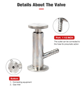 Venta de Fábrica: Válvula de Muestra Manual de Acero Inoxidable de 1.5 pulgadas, de Alta Eficiencia y Bajo Mantenimiento, para Tanques de Fermentación, Kits de Válvulas Metálicas para Cerveza y Agua