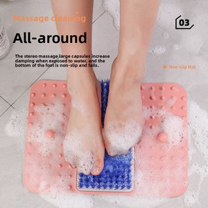 New Silicone Foot Wash <b>Brush</b> Non-Slip Shower Room Bath Mat with Massage <b>Scrubbing</b> Features Removes Dead Skin for Bathrooms - Product Image 3