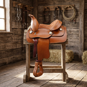 Selle d'équitation anglaise artisanale en cuir véritable et bois, durable, respirante et confortable, 100% cuir animal authentique, BS International - Product Image 1