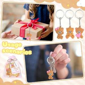 DAMAI Pink Blue <b>Cute</b> <b>Bear</b> Keychains Set With Pink Organza Bags Thank You Tags For Baby Shower Birthday Party Favors - Product Image 6