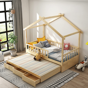 Letto <span class=keywords><strong>Montessori</strong></span> casa singola per bambini letto per bambini in legno massello di pino letto a castello per bambini in legno - Product Image 3
