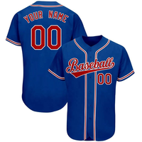 Maillot de baseball personnalisé bleu, rouge, blanc, nom, numéro, vêtements de sport d'équipe, uniforme d'équipe à manches courtes