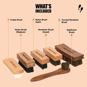 Kit de brosses à chaussures, ensemble de 6, pour cuir, daim, nubuck et baskets, nettoyage complet des chaussures, polissage, lustrage et entretien du cuir - Product Image 5