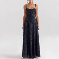 Nouvelle robe de soirée sans bretelles en tulle, style européen et américain, pour femme, avec dentelle florale, longueur ras du sol, silhouette crayon, robe de bal