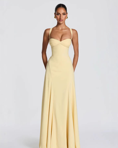 Abito da donna in poliestere, nuovo, tinta unita, <span class=keywords><strong>con</strong></span> <span class=keywords><strong>spalline</strong></span> sottili, senza maniche, schiena incrociata, elegante, sexy, stile europeo americano, per feste - Product Image 5
