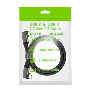 Cable de conexión USB C a Type-C de doble codo a 90 grados, USB3.2 GEN 2, 100W, 20Gbps, 4K 60HZ <span class=keywords><strong>para</strong></span> auriculares VR <span class=keywords><strong>Oculus</strong></span> Quest2, 5M, 3M, 2M, en stock - Product Image 5
