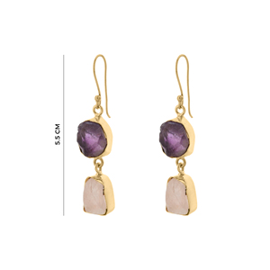 Twilight Bloom Gemstone Earrings Dual Stone <b>Raw</b> <b>Crystal</b> Drop Earrings Nature Inspired Handmade Jewelry Gift for Women - Product Image 6