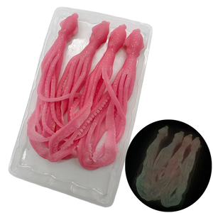4 pièces/sac, 10 cm, 3,5 g, leurres de pêche à l'octopus lumineux/UV, leurres de pêche à l'octopus à action lente, jigging en eau salée, trolling, leurres souples, jupes de calmar, appâts marins - Product Image 3