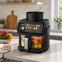 Nouvelle Friteuse à Air Numérique en Verre 2-en-1 de 5 Litres pour Usage Domestique avec Plaque à Induction, Modèle 2027