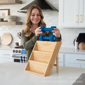 Bamboo and wood three-tiered kitchen <b>spice</b> <b>jar</b> and container storage <b>rack</b>, kitchen and living room display <b>rack</b>, bathroom - Product Image 5
