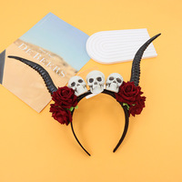 Steampunk démon antilope corne dentelle Rose gothique maquillage bandeau Halloween Cosplay bandeau accessoire