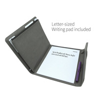 Vente en gros Classeur de conférence en cuir PU gris A4 Simple Plain Padfolio de haute qualité pas cher Portefeuille en cuir d'affaires A4