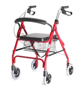 Wheelchair factory wholesale aluminum walking aid disabled adult folding rollator walker with seat