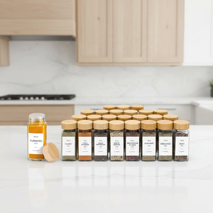 <span class=keywords><strong>Set</strong></span> di Barattoli per Spezie all'Ingrosso di Alta Qualità Moderni Contenitori per Condimenti da 4 Once con Coperchi in Bambù - Product Image 1