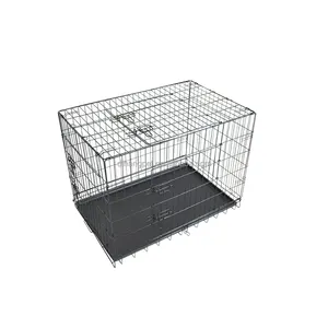 Fabriqué en Chine avec plusieurs tailles de cages pliables pour chats et chiens en fil métallique à double porte et cages pour animaux de compagnie