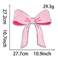 Patchs à paillettes en gros à repasser, accessoires vestimentaires pour femmes, grand nœud papillon rose, patchs en chenille cerise pour femmes, t-shirt, cadeau